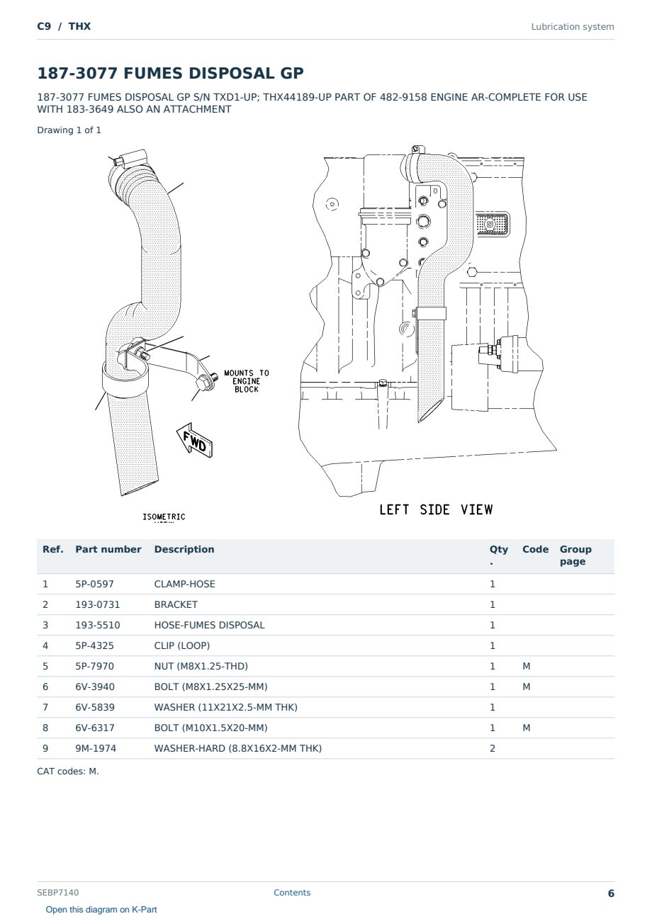 Caterpillar C9 S/N THX Partsbook SEBP7140 (English) - sample page 6 of 10 Caterpillar C9 S/N THX Partsbook SEBP7140 (English) - sample page 6 of 10