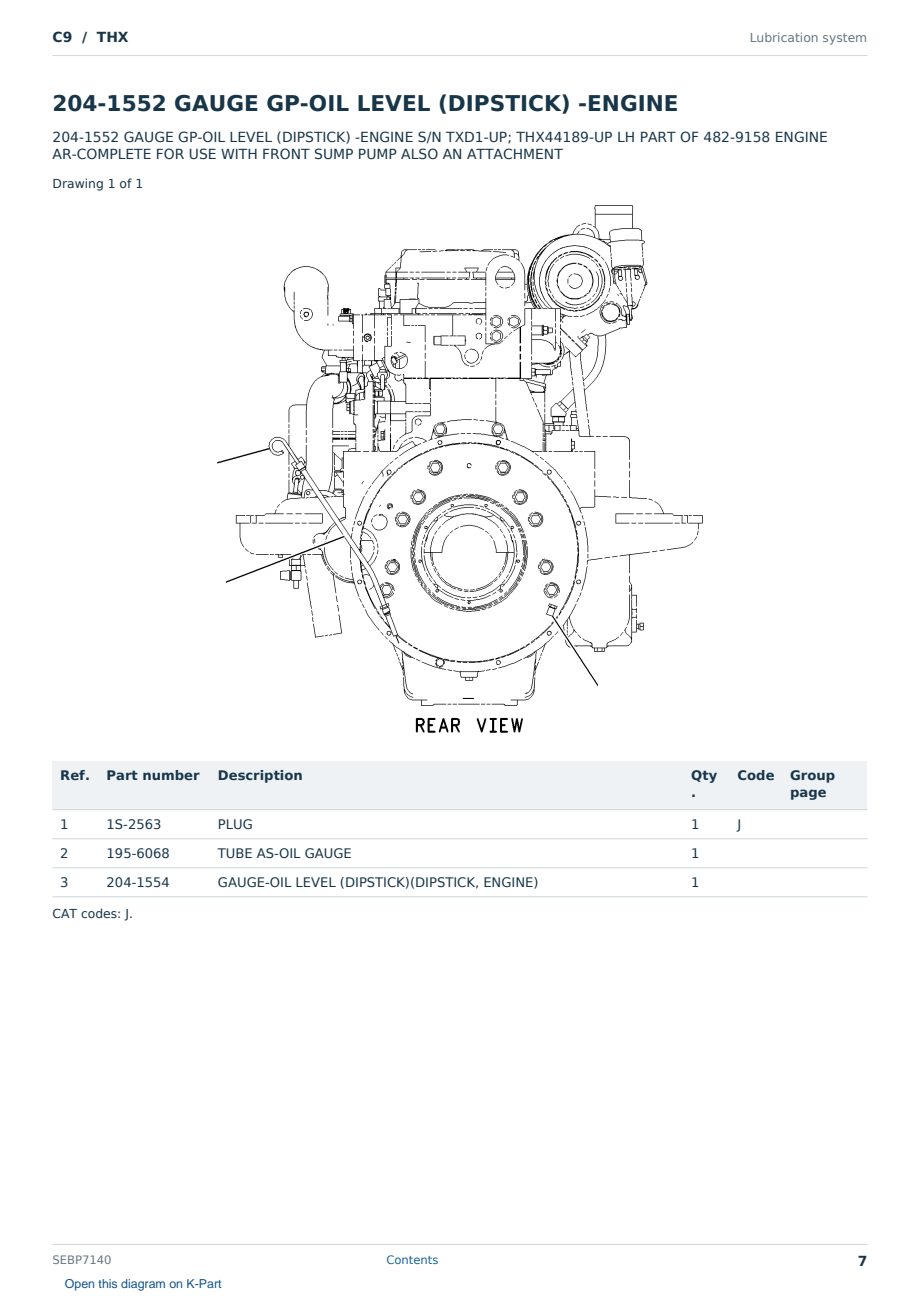 Caterpillar C9 S/N THX Partsbook SEBP7140 (English) - sample page 7 of 10 Caterpillar C9 S/N THX Partsbook SEBP7140 (English) - sample page 7 of 10