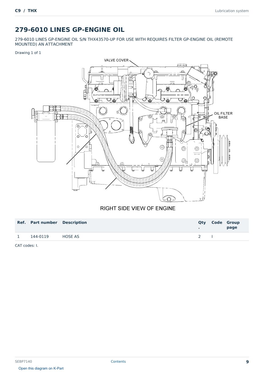 Caterpillar C9 S/N THX Partsbook SEBP7140 (English) - sample page 9 of 10 Caterpillar C9 S/N THX Partsbook SEBP7140 (English) - sample page 9 of 10