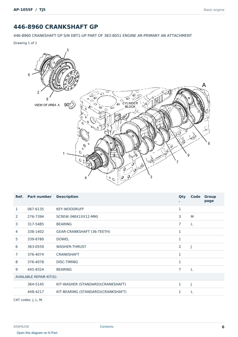 Caterpillar AP-1055F S/N TJ5 Partsbook KEBP6208 (English) - sample page 6 of 10 Caterpillar AP-1055F S/N TJ5 Partsbook KEBP6208 (English) - sample page 6 of 10