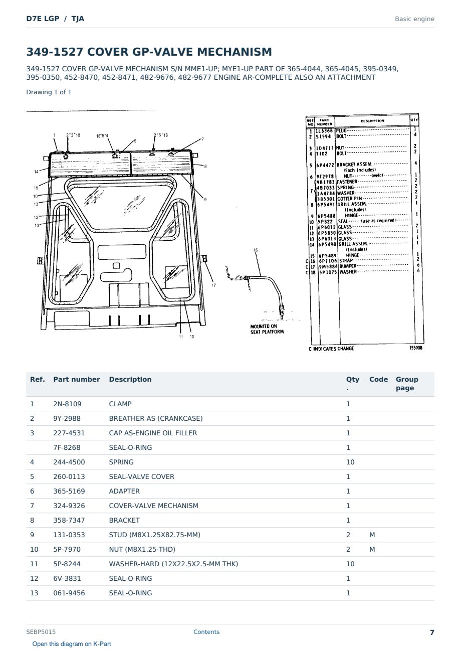 Caterpillar D7E LGP S/N TJA Partsbook SEBP5015 (English) - sample page 7 of 10 Caterpillar D7E LGP S/N TJA Partsbook SEBP5015 (English) - sample page 7 of 10