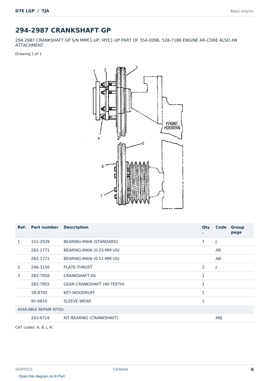 Caterpillar D7E LGP S/N TJA Partsbook SEBP5015 (English) - sample page 9 of 10 Caterpillar D7E LGP S/N TJA Partsbook SEBP5015 (English) - sample page 9 of 10