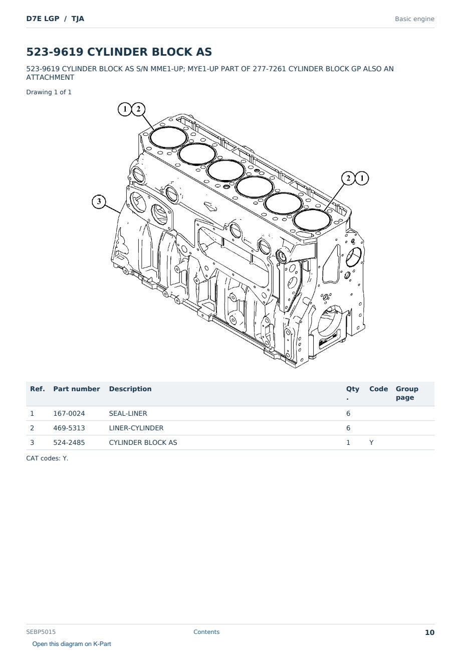 Caterpillar D7E LGP S/N TJA Partsbook SEBP5015 (English) - sample page 10 of 10 Caterpillar D7E LGP S/N TJA Partsbook SEBP5015 (English) - sample page 10 of 10