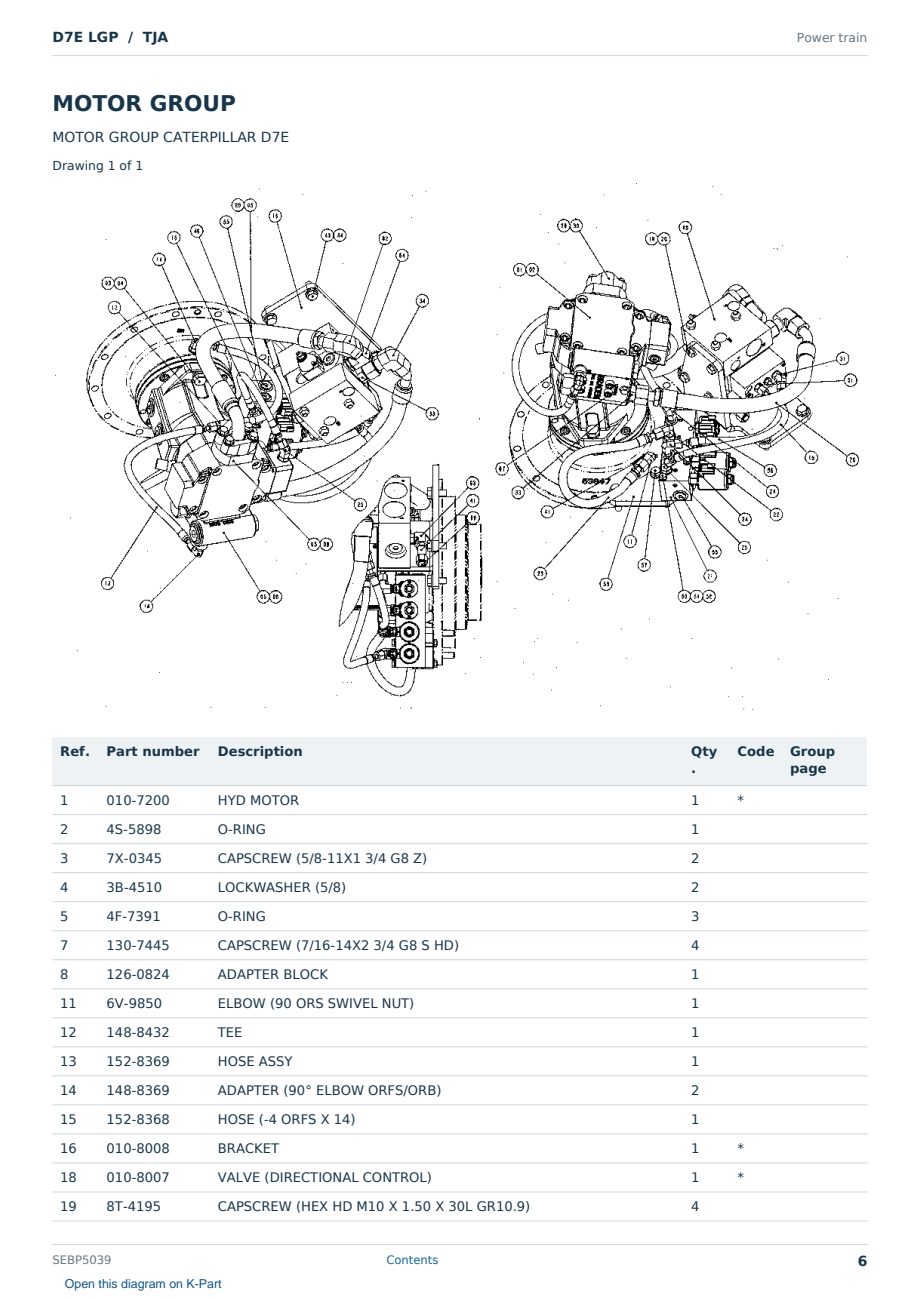 Caterpillar D7E LGP S/N TJA Partsbook SEBP5039 (English) - sample page 6 of 10 Caterpillar D7E LGP S/N TJA Partsbook SEBP5039 (English) - sample page 6 of 10