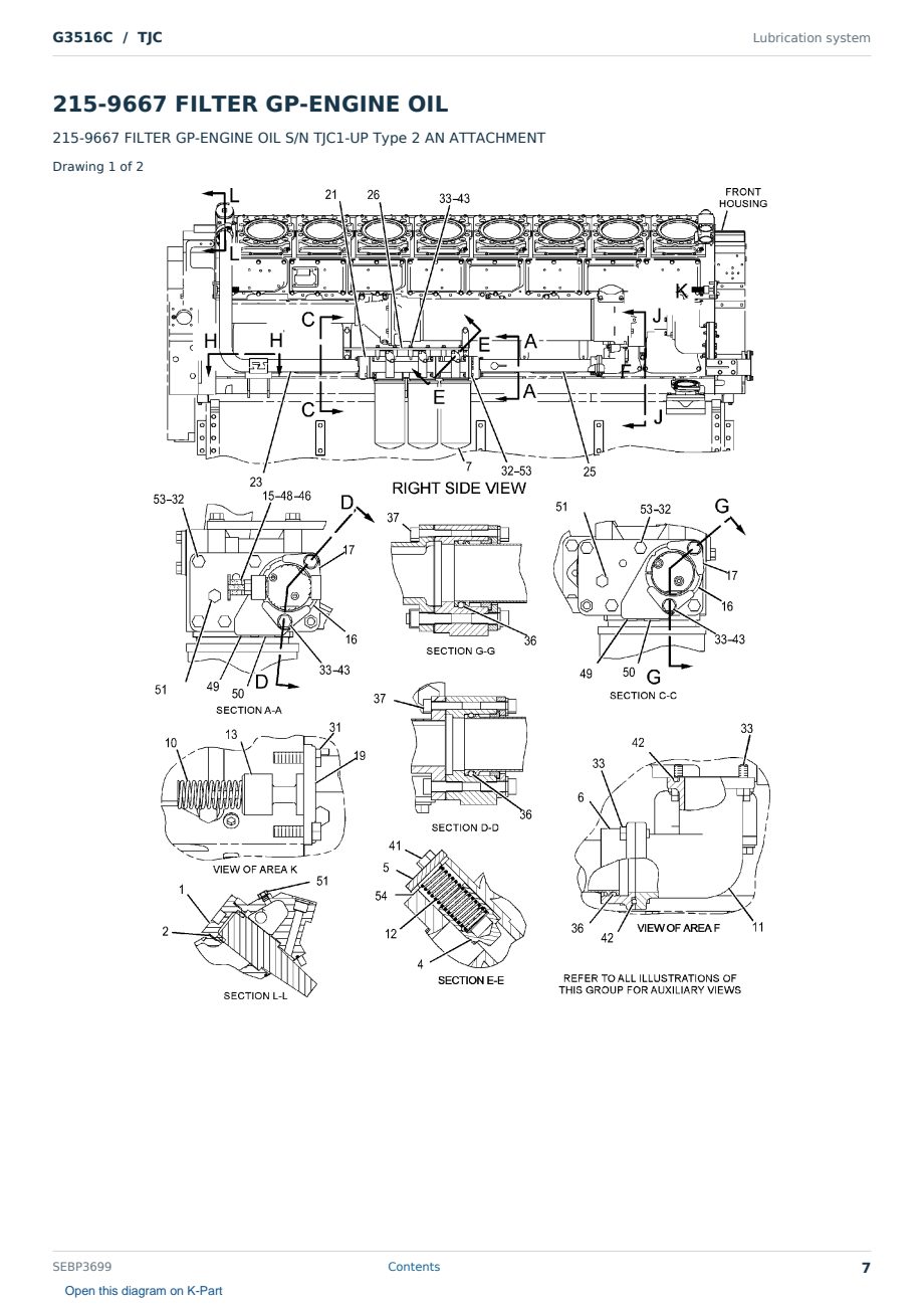 Caterpillar G3516C S/N TJC Partsbook SEBP3699 (English) - sample page 7 of 10 Caterpillar G3516C S/N TJC Partsbook SEBP3699 (English) - sample page 7 of 10