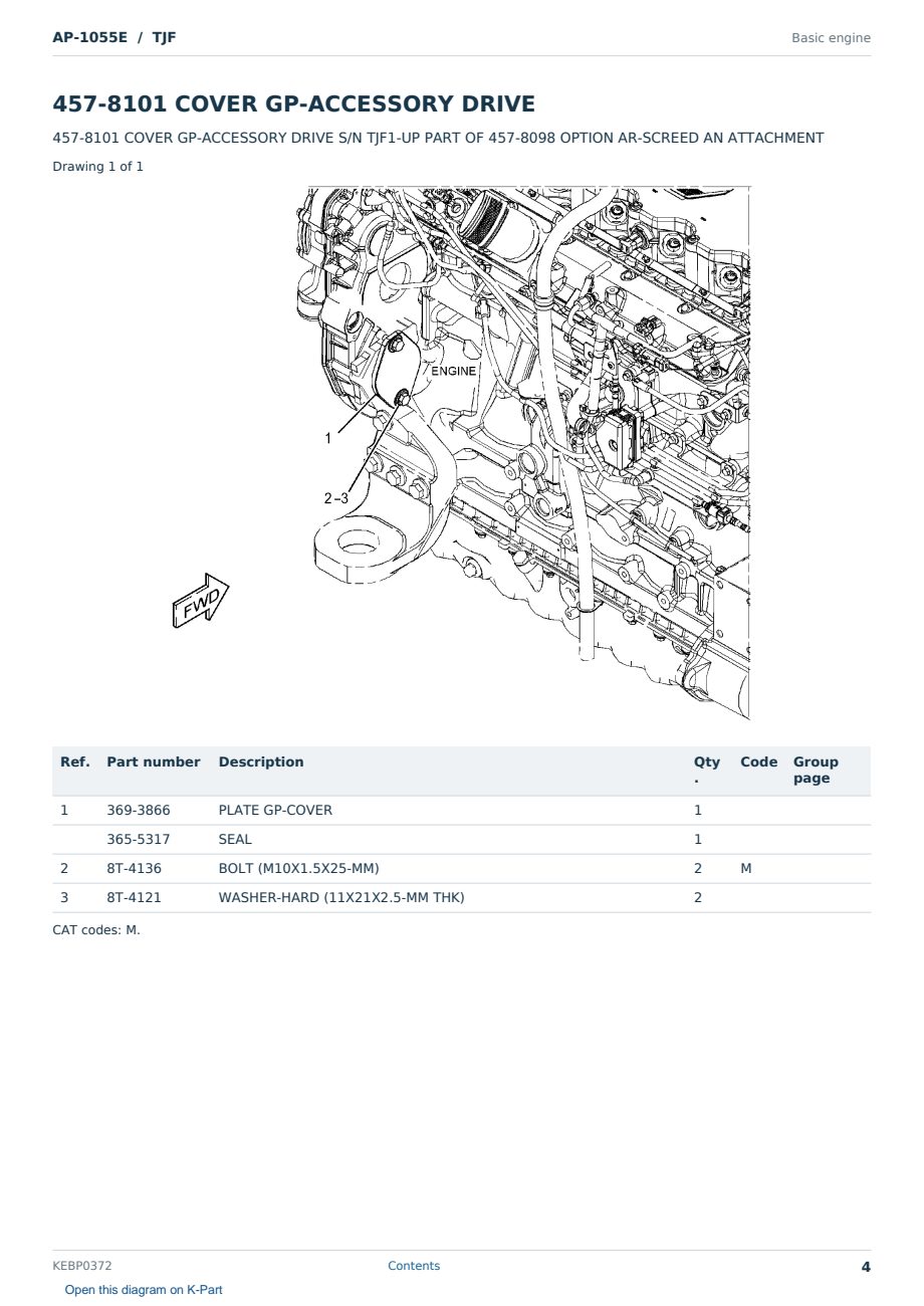 Caterpillar AP-1055E S/N TJF Partsbook KEBP0372 (English) - sample page 4 of 10 Caterpillar AP-1055E S/N TJF Partsbook KEBP0372 (English) - sample page 4 of 10