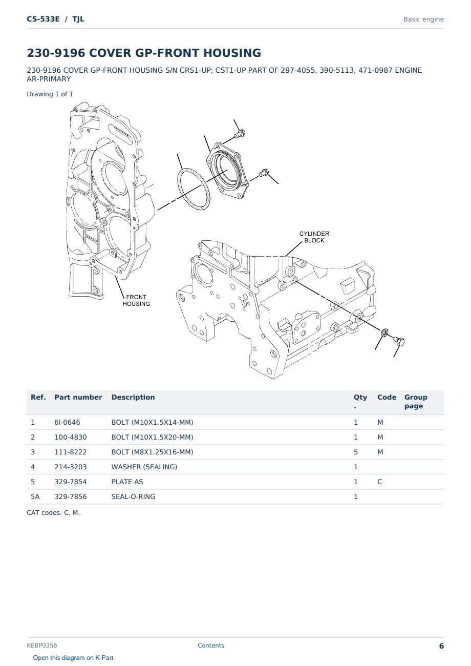Caterpillar CS-533E S/N TJL Partsbook KEBP0356 (English) - sample page 6 of 10 Caterpillar CS-533E S/N TJL Partsbook KEBP0356 (English) - sample page 6 of 10