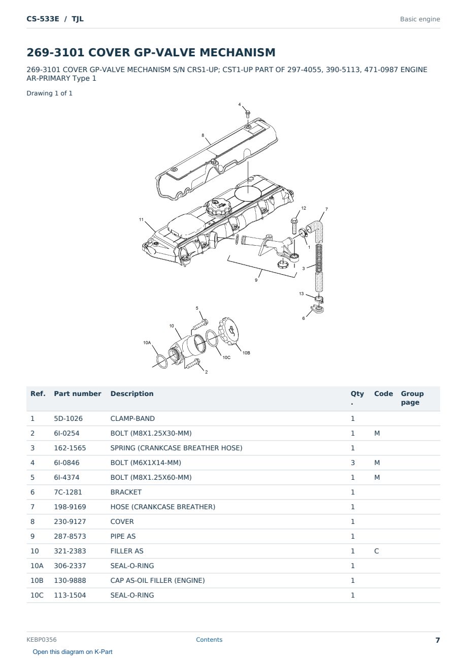 Caterpillar CS-533E S/N TJL Partsbook KEBP0356 (English) - sample page 7 of 10 Caterpillar CS-533E S/N TJL Partsbook KEBP0356 (English) - sample page 7 of 10