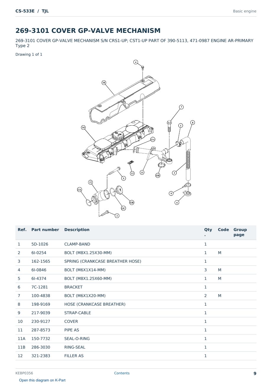 Caterpillar CS-533E S/N TJL Partsbook KEBP0356 (English) - sample page 9 of 10 Caterpillar CS-533E S/N TJL Partsbook KEBP0356 (English) - sample page 9 of 10