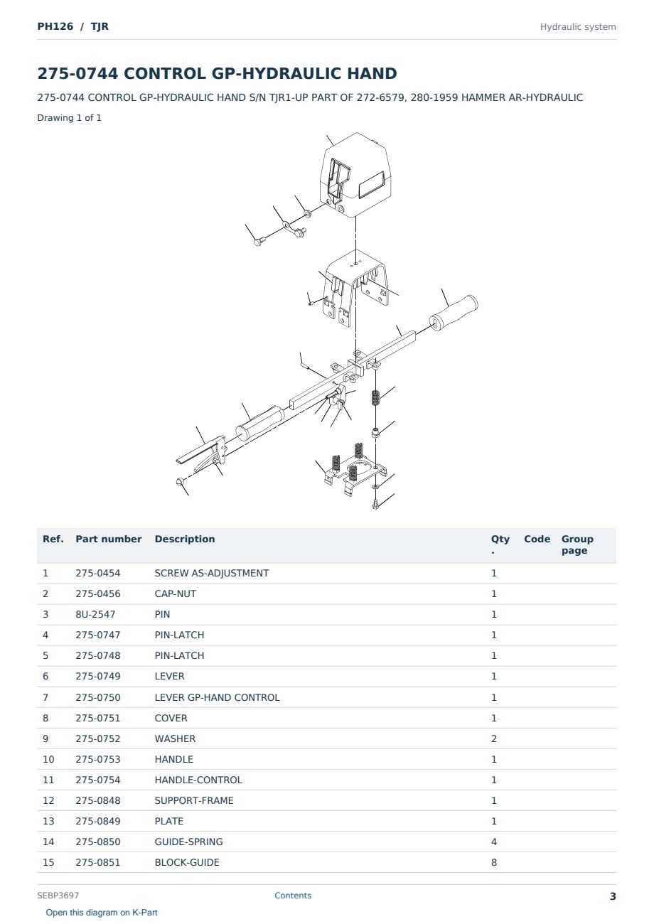 Caterpillar PH126 S/N TJR Partsbook SEBP3697 (English) - sample page 3 of 10 Caterpillar PH126 S/N TJR Partsbook SEBP3697 (English) - sample page 3 of 10