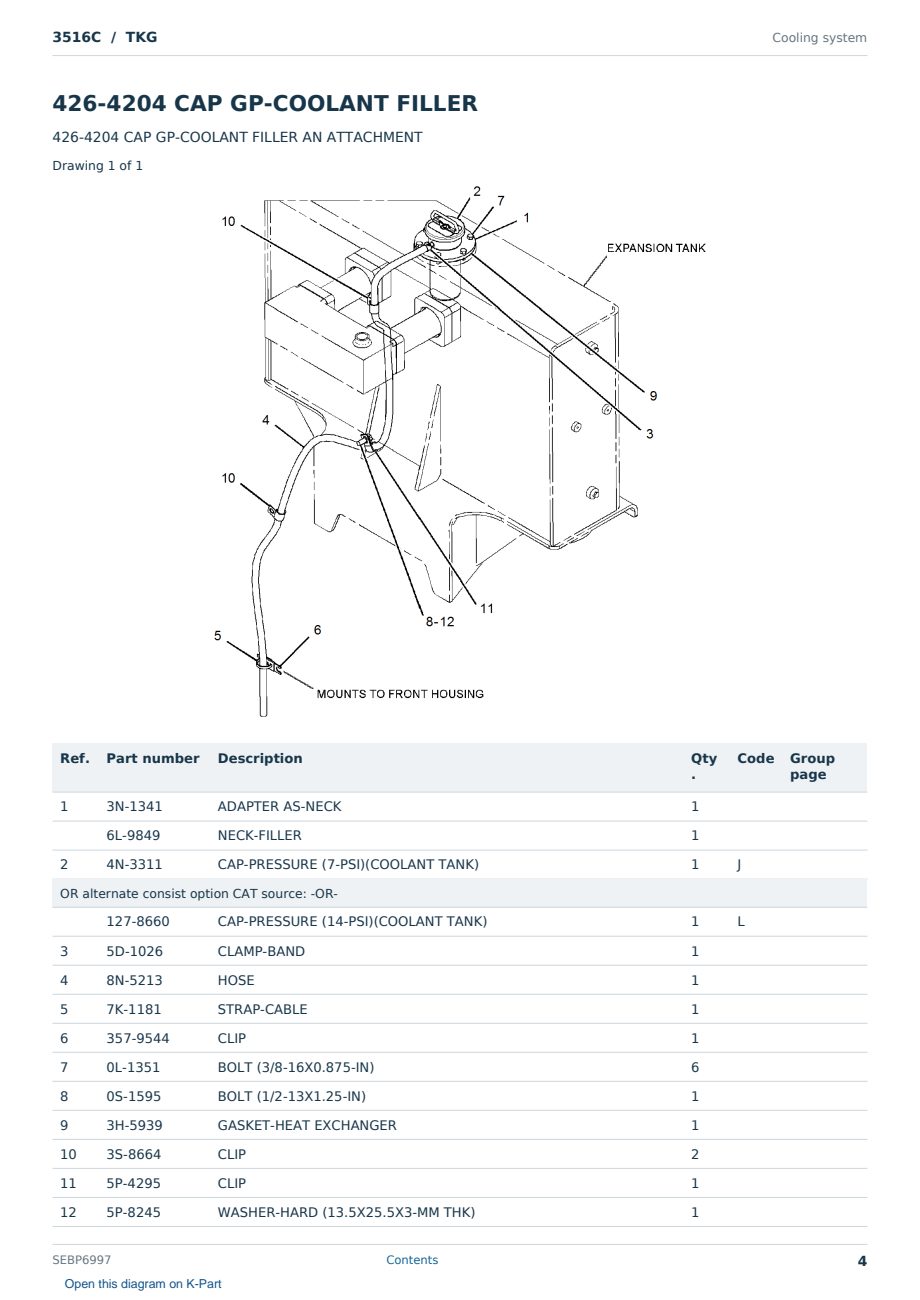 Caterpillar 3516C S/N TKG Partsbook SEBP6997 (English) - sample page 4 of 10 Caterpillar 3516C S/N TKG Partsbook SEBP6997 (English) - sample page 4 of 10