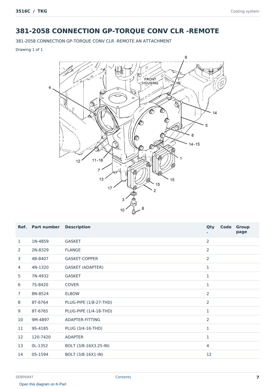 Caterpillar 3516C S/N TKG Partsbook SEBP6997 (English) - sample page 7 of 10 Caterpillar 3516C S/N TKG Partsbook SEBP6997 (English) - sample page 7 of 10