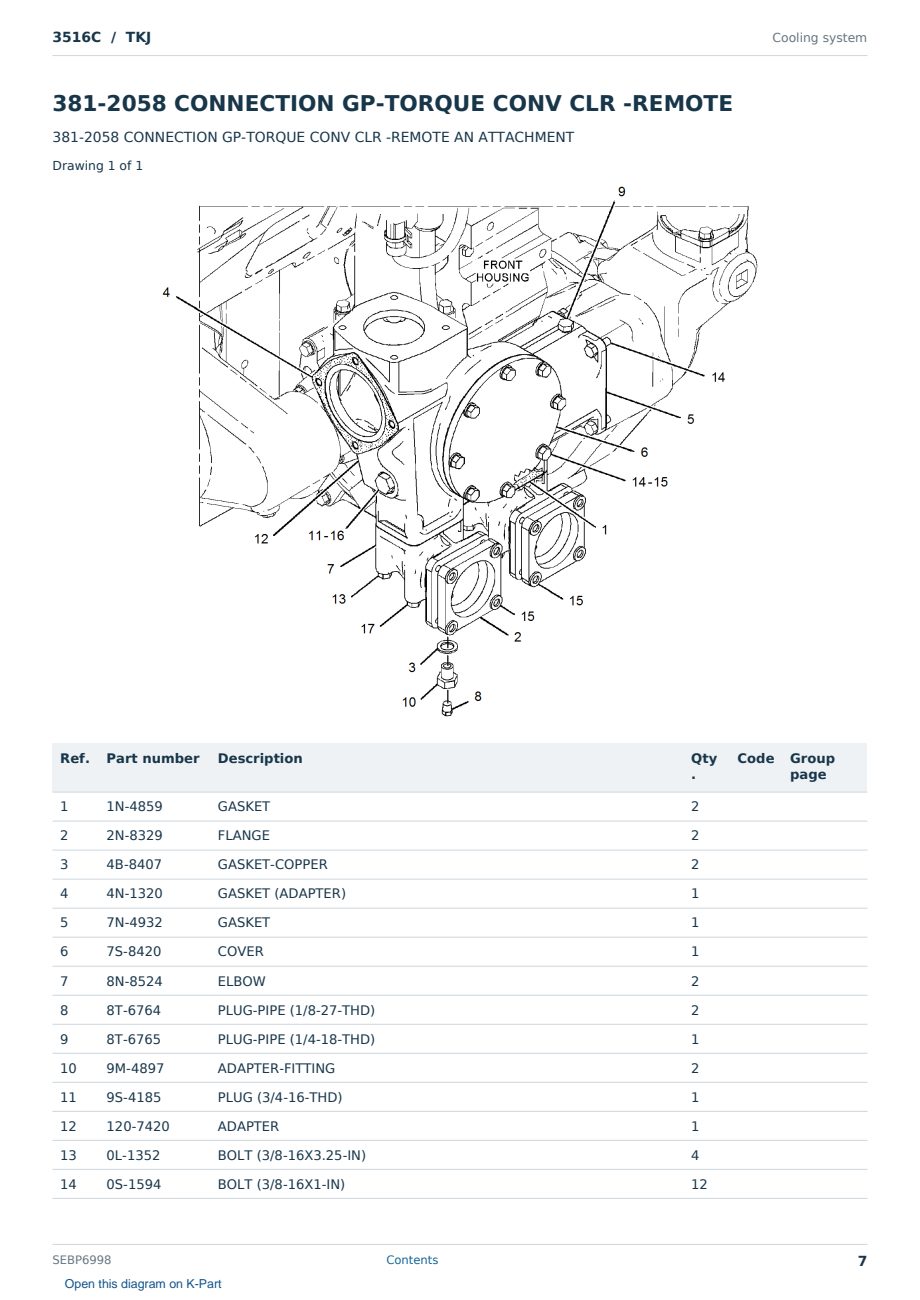 Caterpillar 3516C S/N TKJ Partsbook SEBP6998 (English) - sample page 7 of 10 Caterpillar 3516C S/N TKJ Partsbook SEBP6998 (English) - sample page 7 of 10