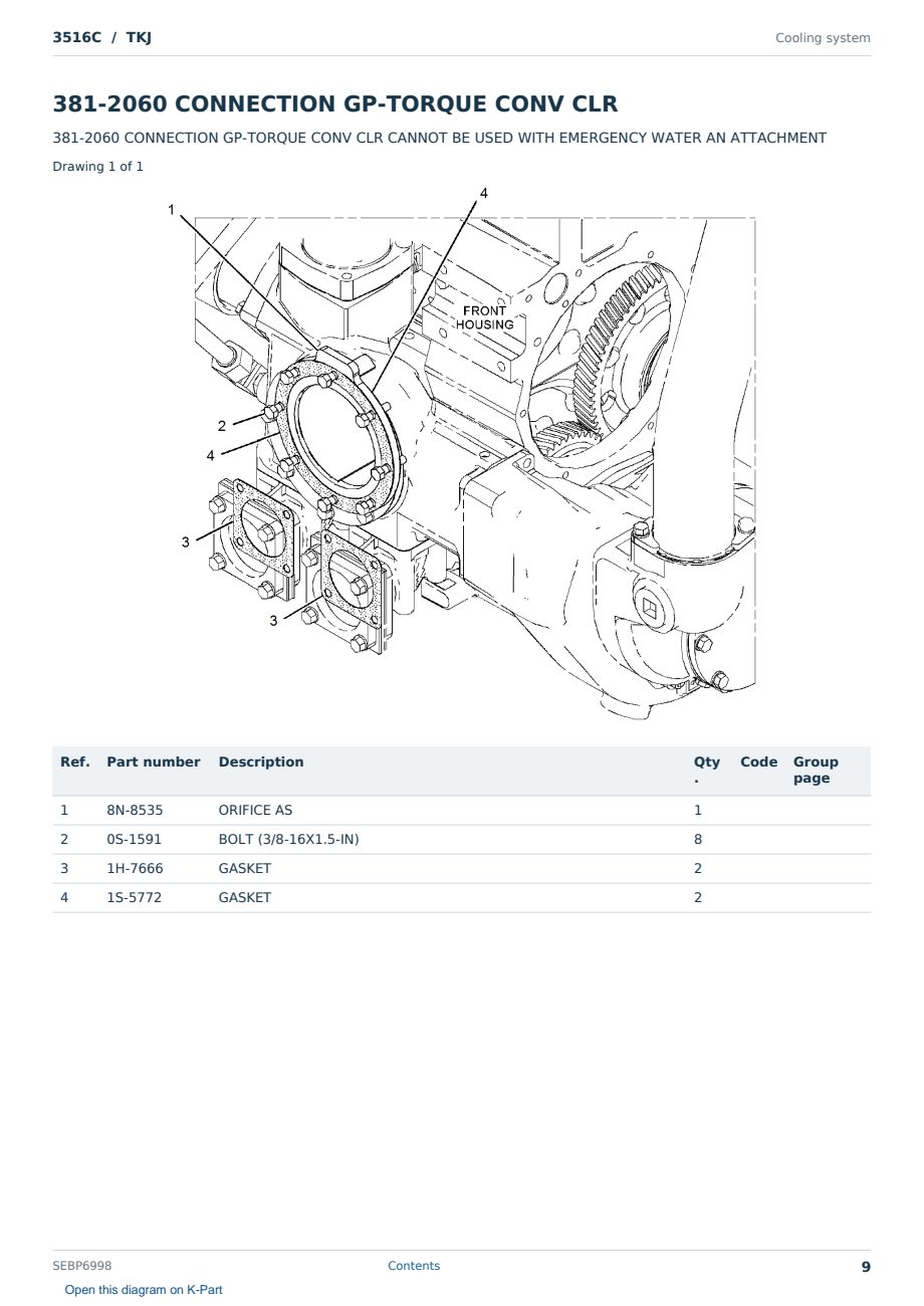 Caterpillar 3516C S/N TKJ Partsbook SEBP6998 (English) - sample page 9 of 10 Caterpillar 3516C S/N TKJ Partsbook SEBP6998 (English) - sample page 9 of 10