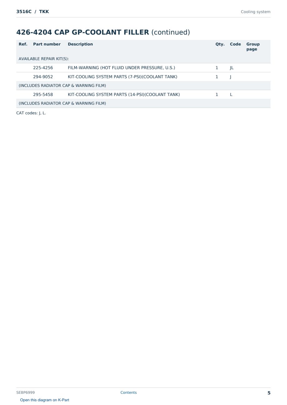 Caterpillar 3516C S/N TKK Partsbook SEBP6999 (English) - sample page 5 of 10 Caterpillar 3516C S/N TKK Partsbook SEBP6999 (English) - sample page 5 of 10