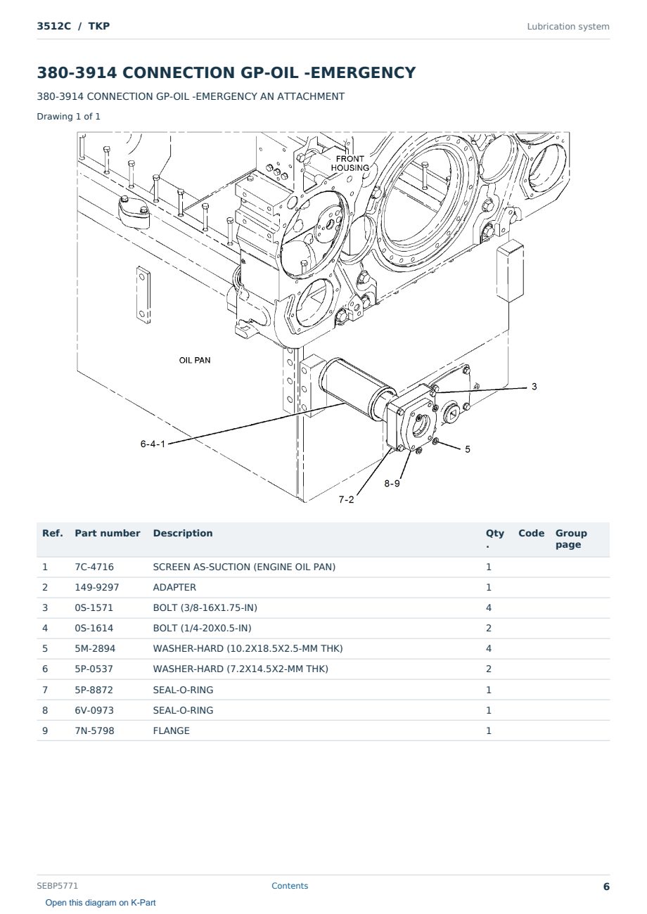 Caterpillar 3512C S/N TKP Partsbook SEBP5771 (English) - sample page 6 of 10 Caterpillar 3512C S/N TKP Partsbook SEBP5771 (English) - sample page 6 of 10