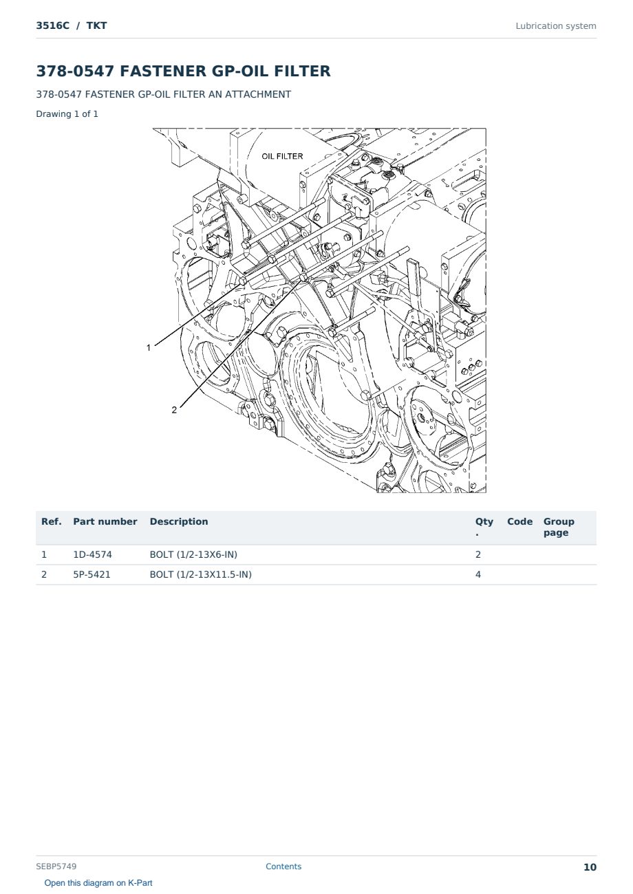Caterpillar 3516C S/N TKT Partsbook SEBP5749 (English) - sample page 10 of 10 Caterpillar 3516C S/N TKT Partsbook SEBP5749 (English) - sample page 10 of 10