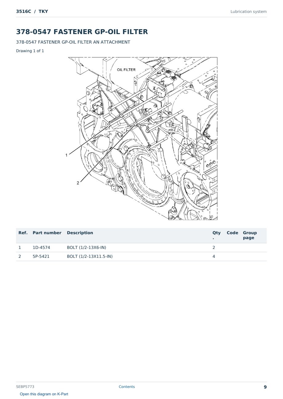 Caterpillar 3516C S/N TKY Partsbook SEBP5773 (English) - sample page 9 of 10 Caterpillar 3516C S/N TKY Partsbook SEBP5773 (English) - sample page 9 of 10