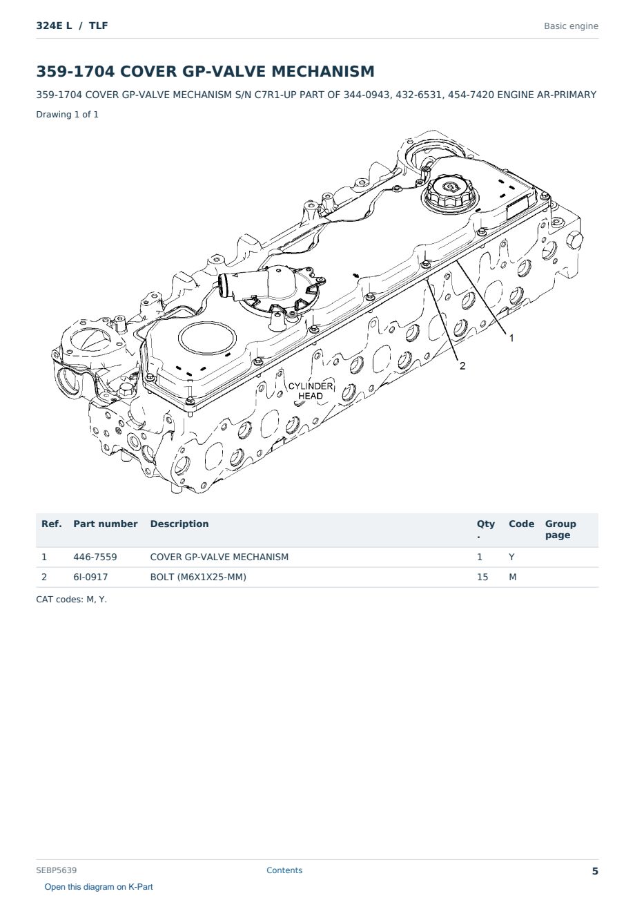 Caterpillar 324E L S/N TLF Partsbook SEBP5639 (English) - sample page 5 of 10 Caterpillar 324E L S/N TLF Partsbook SEBP5639 (English) - sample page 5 of 10