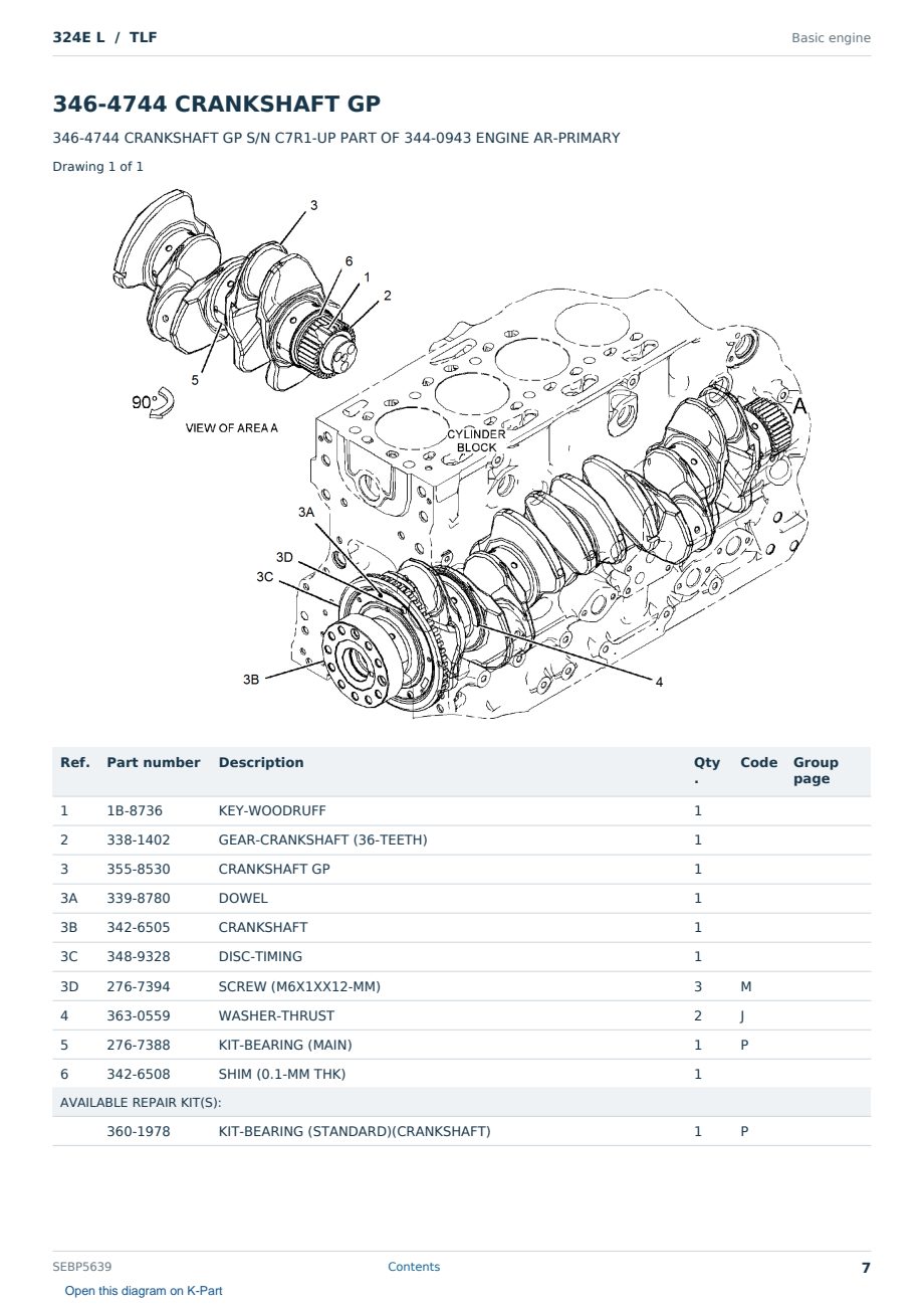 Caterpillar 324E L S/N TLF Partsbook SEBP5639 (English) - sample page 7 of 10 Caterpillar 324E L S/N TLF Partsbook SEBP5639 (English) - sample page 7 of 10