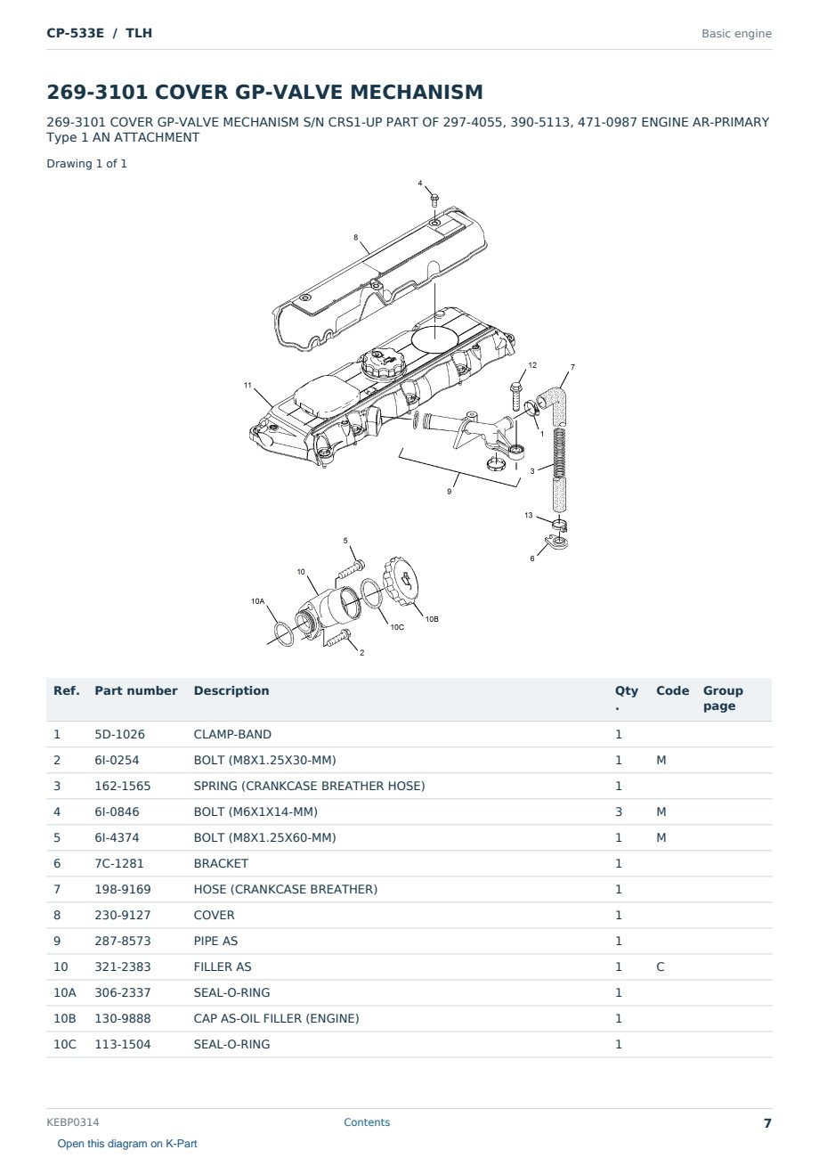 Caterpillar CP-533E S/N TLH Partsbook KEBP0314 (English) - sample page 7 of 10 Caterpillar CP-533E S/N TLH Partsbook KEBP0314 (English) - sample page 7 of 10
