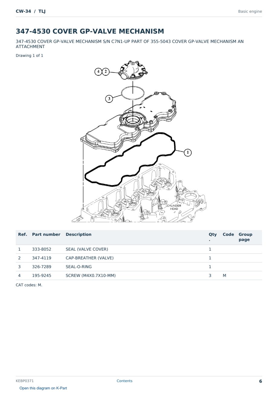 Caterpillar CW-34 S/N TLJ Partsbook KEBP0371 (English) - sample page 6 of 10 Caterpillar CW-34 S/N TLJ Partsbook KEBP0371 (English) - sample page 6 of 10