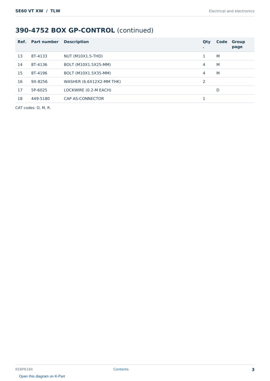 Caterpillar SE60 VT XW S/N TLW Partsbook KEBP6184 (English) - sample page 3 of 10 Caterpillar SE60 VT XW S/N TLW Partsbook KEBP6184 (English) - sample page 3 of 10