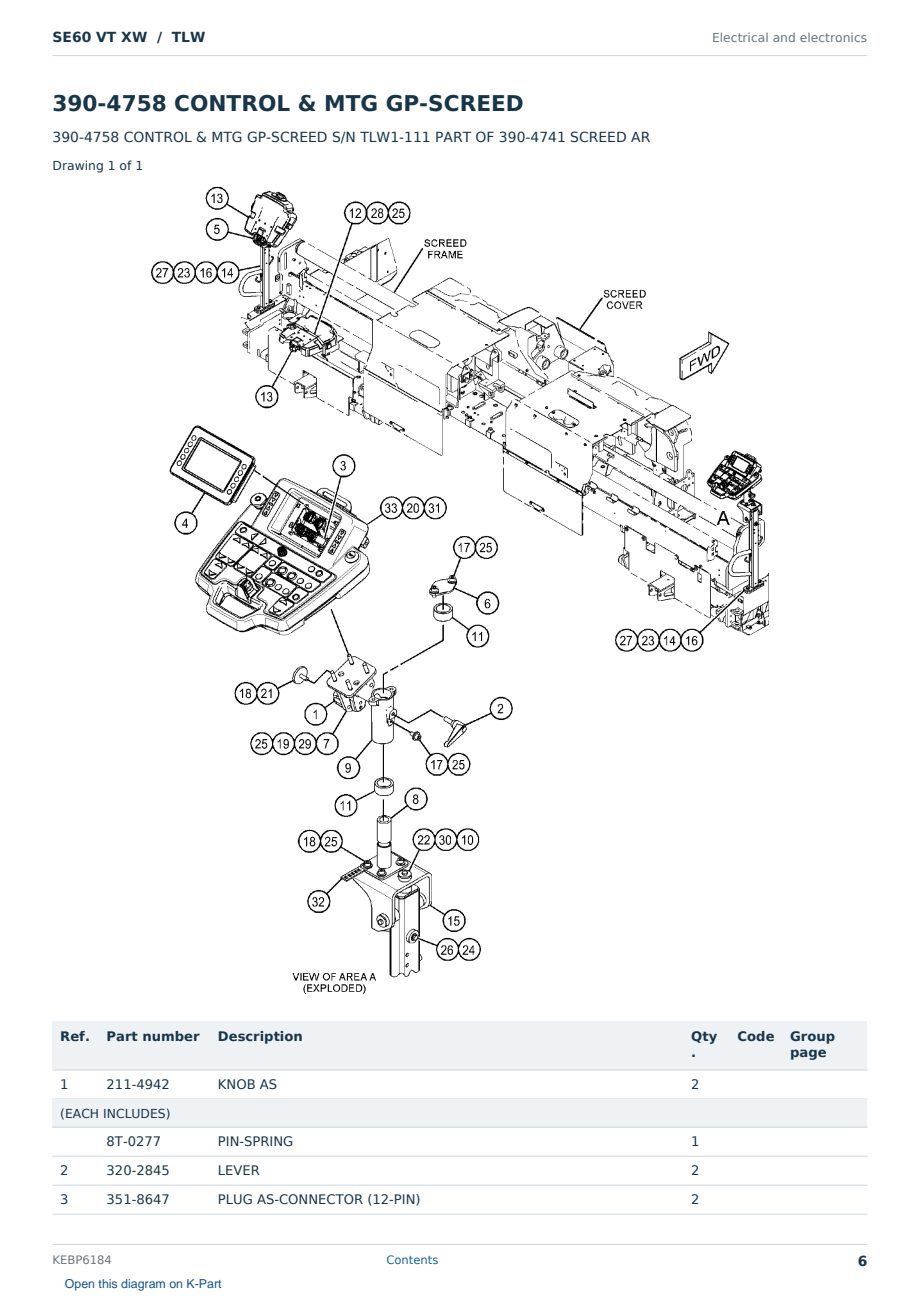 Caterpillar SE60 VT XW S/N TLW Partsbook KEBP6184 (English) - sample page 6 of 10 Caterpillar SE60 VT XW S/N TLW Partsbook KEBP6184 (English) - sample page 6 of 10