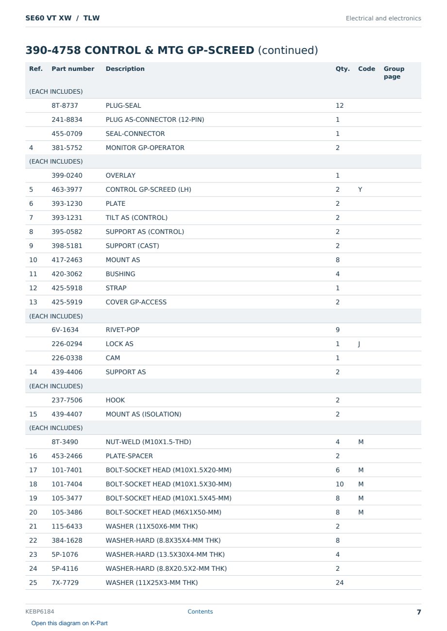 Caterpillar SE60 VT XW S/N TLW Partsbook KEBP6184 (English) - sample page 7 of 10 Caterpillar SE60 VT XW S/N TLW Partsbook KEBP6184 (English) - sample page 7 of 10