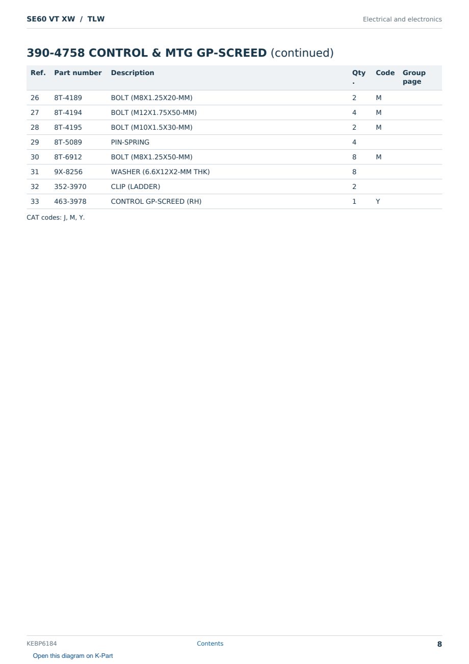 Caterpillar SE60 VT XW S/N TLW Partsbook KEBP6184 (English) - sample page 8 of 10 Caterpillar SE60 VT XW S/N TLW Partsbook KEBP6184 (English) - sample page 8 of 10