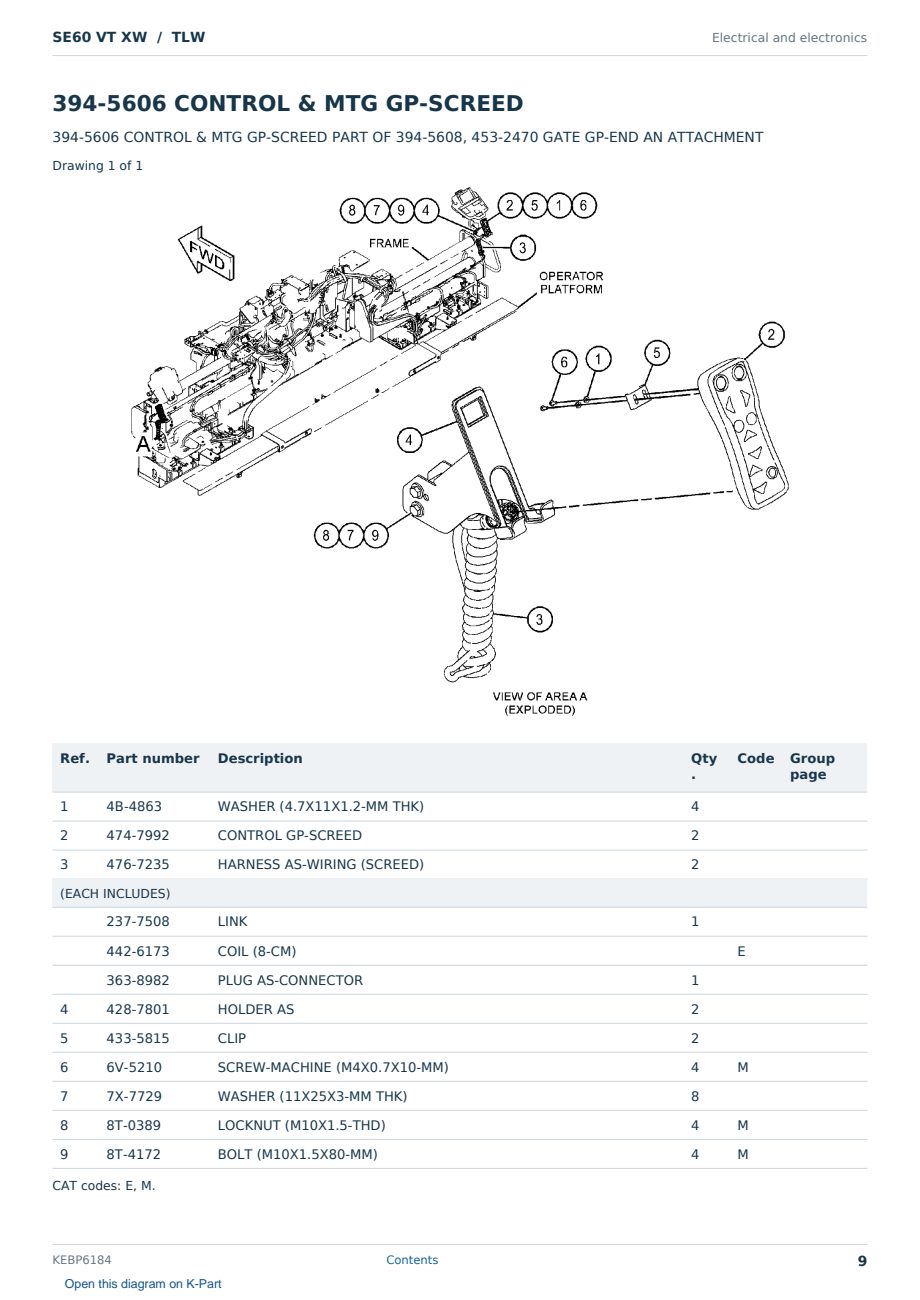Caterpillar SE60 VT XW S/N TLW Partsbook KEBP6184 (English) - sample page 9 of 10 Caterpillar SE60 VT XW S/N TLW Partsbook KEBP6184 (English) - sample page 9 of 10