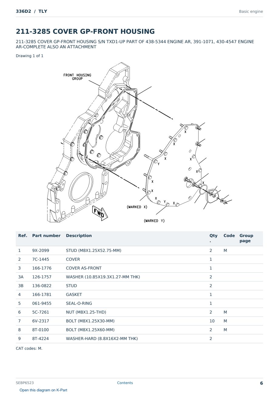 Caterpillar 336D2 S/N TLY Partsbook SEBP6523 (English) - sample page 6 of 10 Caterpillar 336D2 S/N TLY Partsbook SEBP6523 (English) - sample page 6 of 10