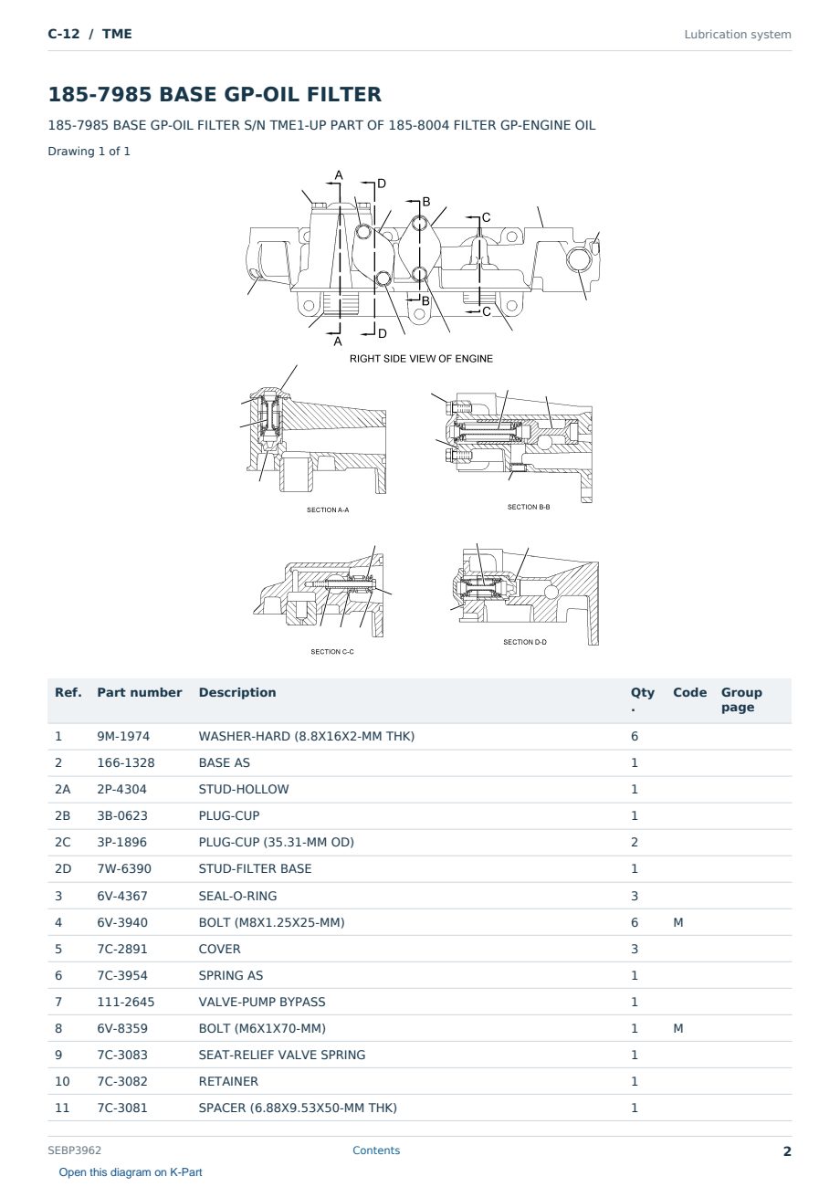 Caterpillar C-12 S/N TME Partsbook SEBP3962 (English) - sample page 2 of 10 Caterpillar C-12 S/N TME Partsbook SEBP3962 (English) - sample page 2 of 10