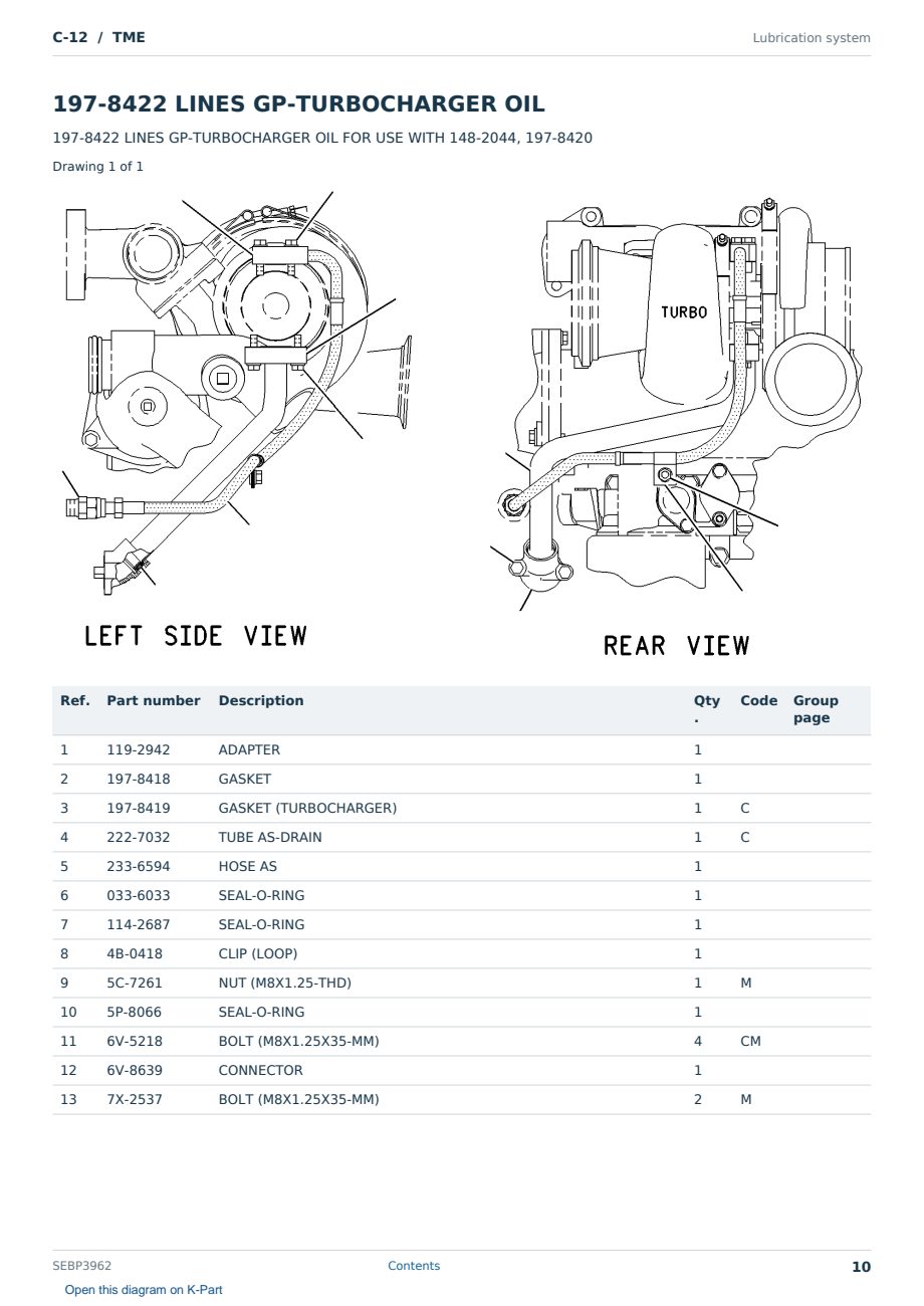 Caterpillar C-12 S/N TME Partsbook SEBP3962 (English) - sample page 10 of 10 Caterpillar C-12 S/N TME Partsbook SEBP3962 (English) - sample page 10 of 10