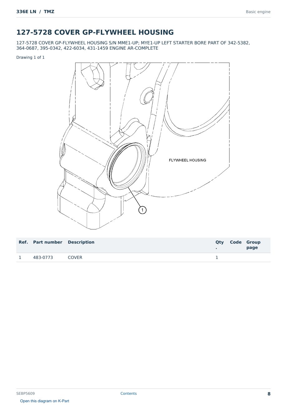 Caterpillar 336E LN S/N TMZ Partsbook SEBP5609 (English) - sample page 8 of 10 Caterpillar 336E LN S/N TMZ Partsbook SEBP5609 (English) - sample page 8 of 10
