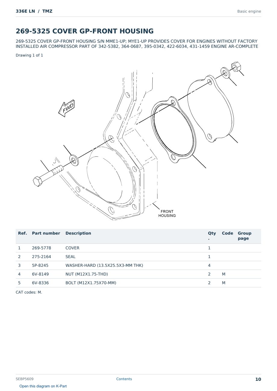 Caterpillar 336E LN S/N TMZ Partsbook SEBP5609 (English) - sample page 10 of 10 Caterpillar 336E LN S/N TMZ Partsbook SEBP5609 (English) - sample page 10 of 10