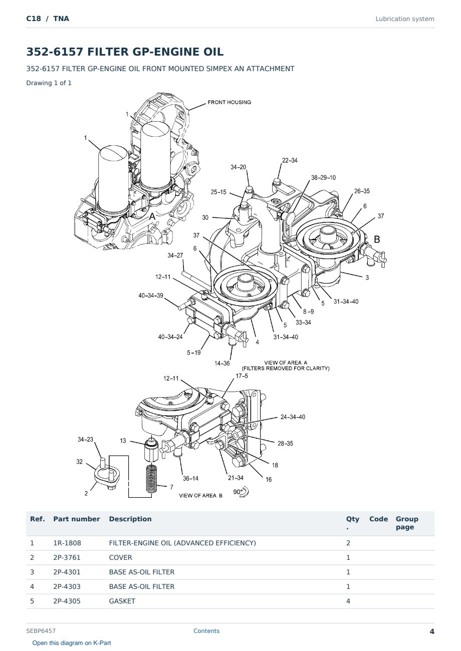 Caterpillar C18 S/N TNA Partsbook SEBP6457 (English) - sample page 4 of 10 Caterpillar C18 S/N TNA Partsbook SEBP6457 (English) - sample page 4 of 10