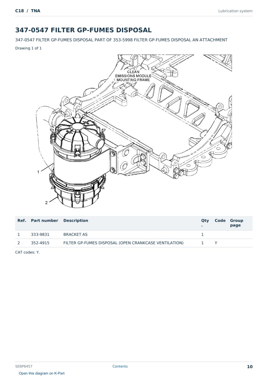 Caterpillar C18 S/N TNA Partsbook SEBP6457 (English) - sample page 10 of 10 Caterpillar C18 S/N TNA Partsbook SEBP6457 (English) - sample page 10 of 10