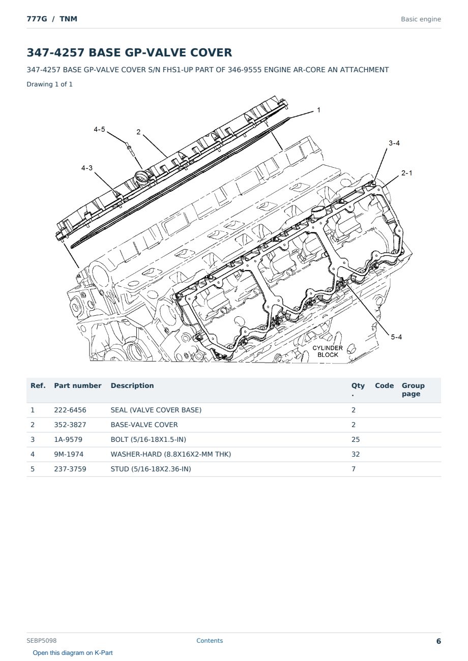 Caterpillar 777G S/N TNM Partsbook SEBP5098 (English) - sample page 6 of 10 Caterpillar 777G S/N TNM Partsbook SEBP5098 (English) - sample page 6 of 10