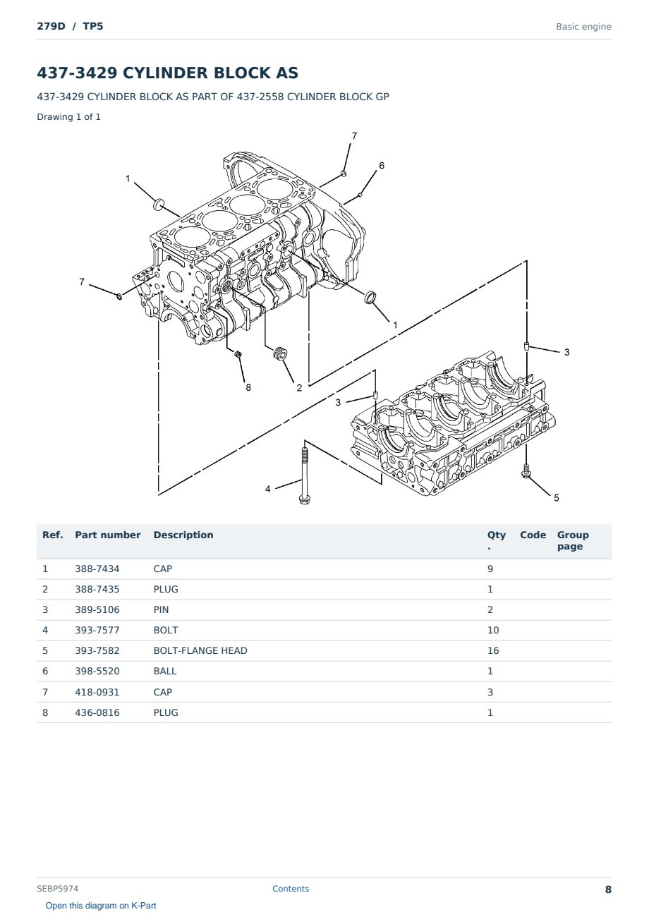 Caterpillar 279D S/N TP5 Partsbook SEBP5974 (English) - sample page 8 of 10 Caterpillar 279D S/N TP5 Partsbook SEBP5974 (English) - sample page 8 of 10
