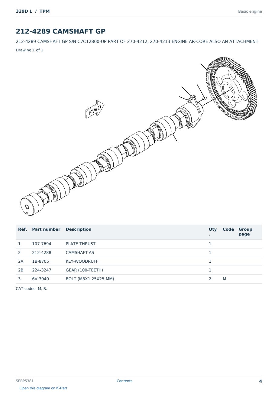 Caterpillar 329D L S/N TPM Partsbook SEBP5381 (English) - sample page 4 of 10 Caterpillar 329D L S/N TPM Partsbook SEBP5381 (English) - sample page 4 of 10