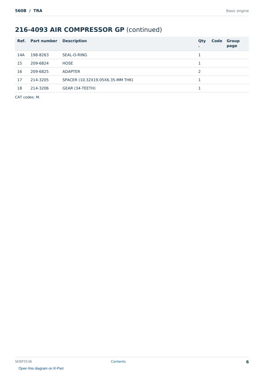 Caterpillar 560B S/N TRA Partsbook SEBP3536 (English) - sample page 6 of 10 Caterpillar 560B S/N TRA Partsbook SEBP3536 (English) - sample page 6 of 10