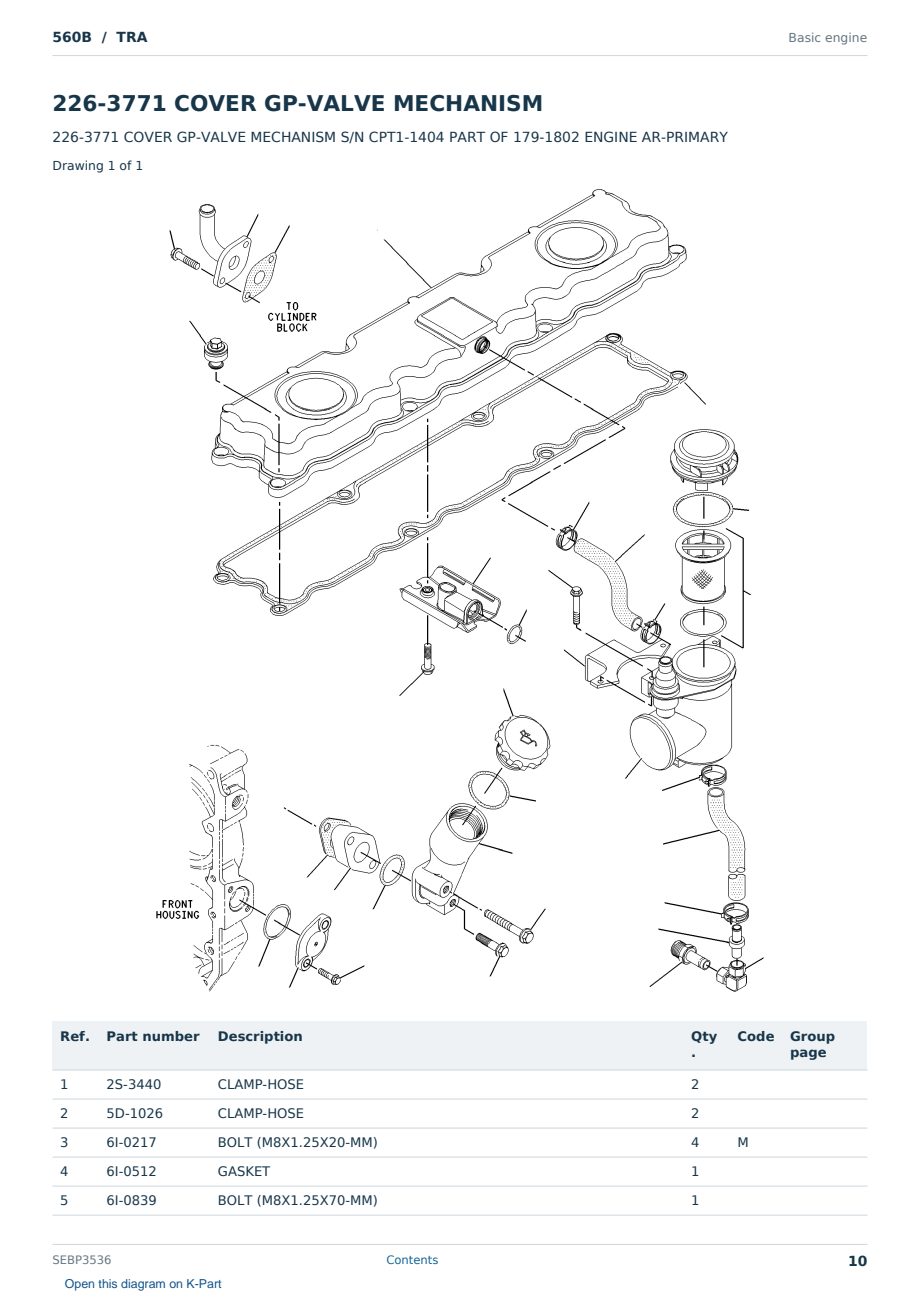 Caterpillar 560B S/N TRA Partsbook SEBP3536 (English) - sample page 10 of 10 Caterpillar 560B S/N TRA Partsbook SEBP3536 (English) - sample page 10 of 10