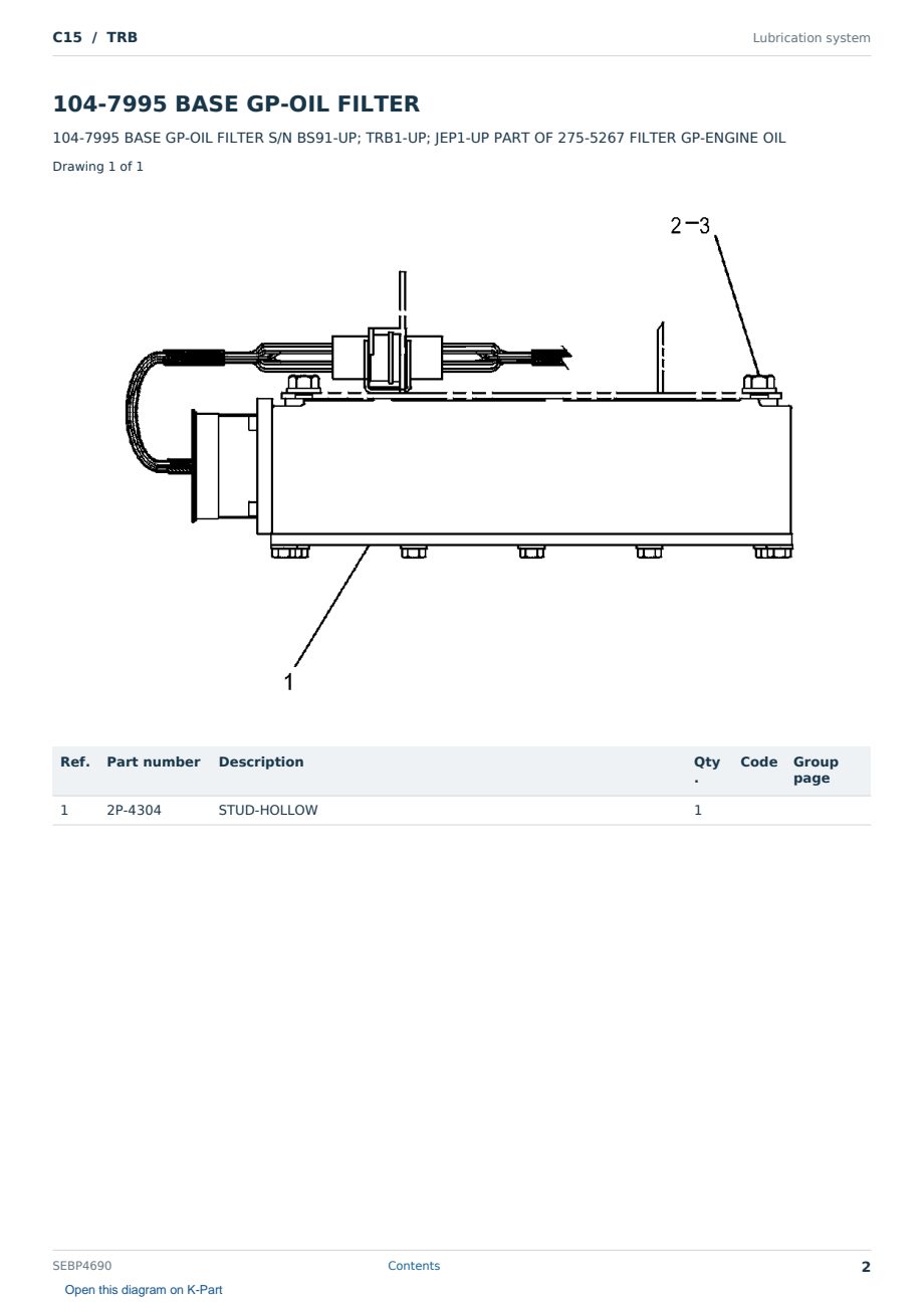 Caterpillar C15 S/N TRB Partsbook SEBP4690 (English) - sample page 2 of 10 Caterpillar C15 S/N TRB Partsbook SEBP4690 (English) - sample page 2 of 10