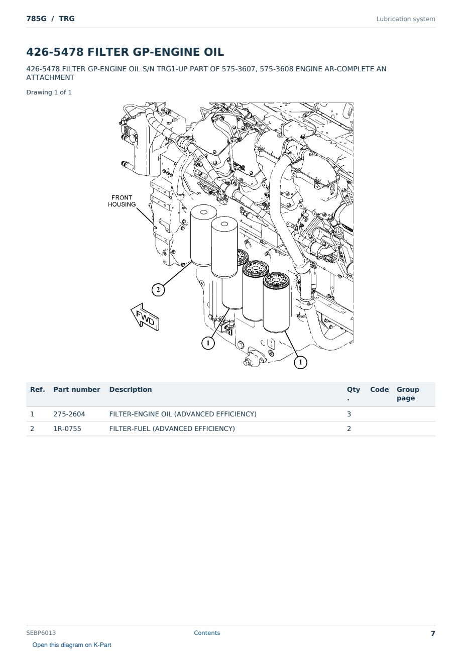 Caterpillar 785G S/N TRG Partsbook SEBP6013 (English) - sample page 7 of 10 Caterpillar 785G S/N TRG Partsbook SEBP6013 (English) - sample page 7 of 10