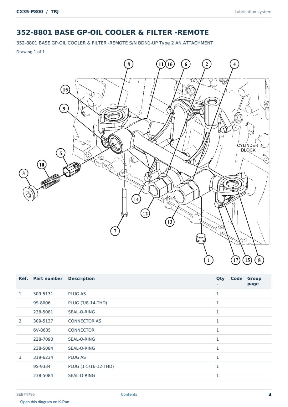Caterpillar CX35-P800 S/N TRJ Partsbook SEBP4795 (English) - sample page 4 of 10 Caterpillar CX35-P800 S/N TRJ Partsbook SEBP4795 (English) - sample page 4 of 10