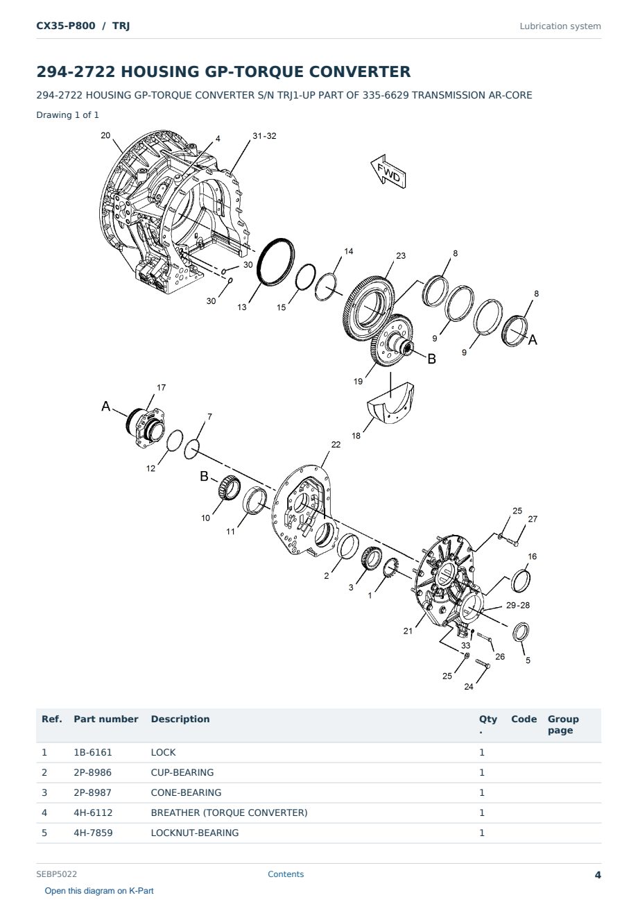 Caterpillar CX35-P800 S/N TRJ Partsbook SEBP5022 (English) - sample page 4 of 10 Caterpillar CX35-P800 S/N TRJ Partsbook SEBP5022 (English) - sample page 4 of 10