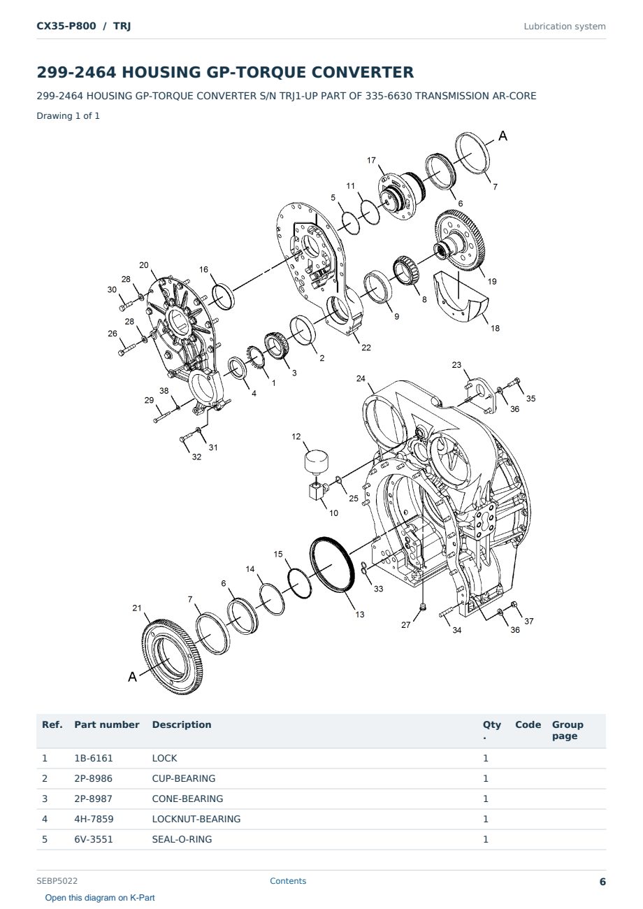 Caterpillar CX35-P800 S/N TRJ Partsbook SEBP5022 (English) - sample page 6 of 10 Caterpillar CX35-P800 S/N TRJ Partsbook SEBP5022 (English) - sample page 6 of 10