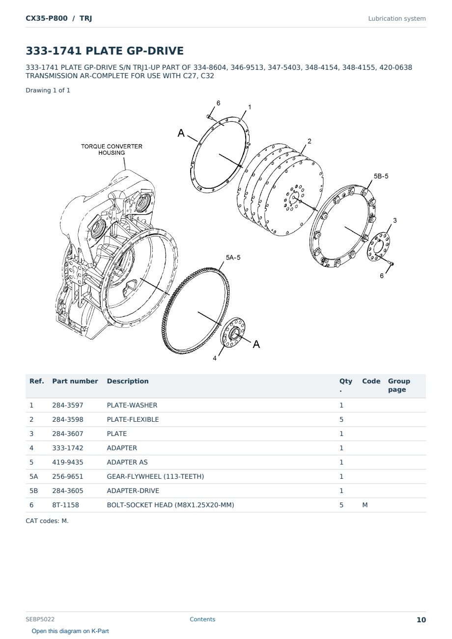 Caterpillar CX35-P800 S/N TRJ Partsbook SEBP5022 (English) - sample page 10 of 10 Caterpillar CX35-P800 S/N TRJ Partsbook SEBP5022 (English) - sample page 10 of 10