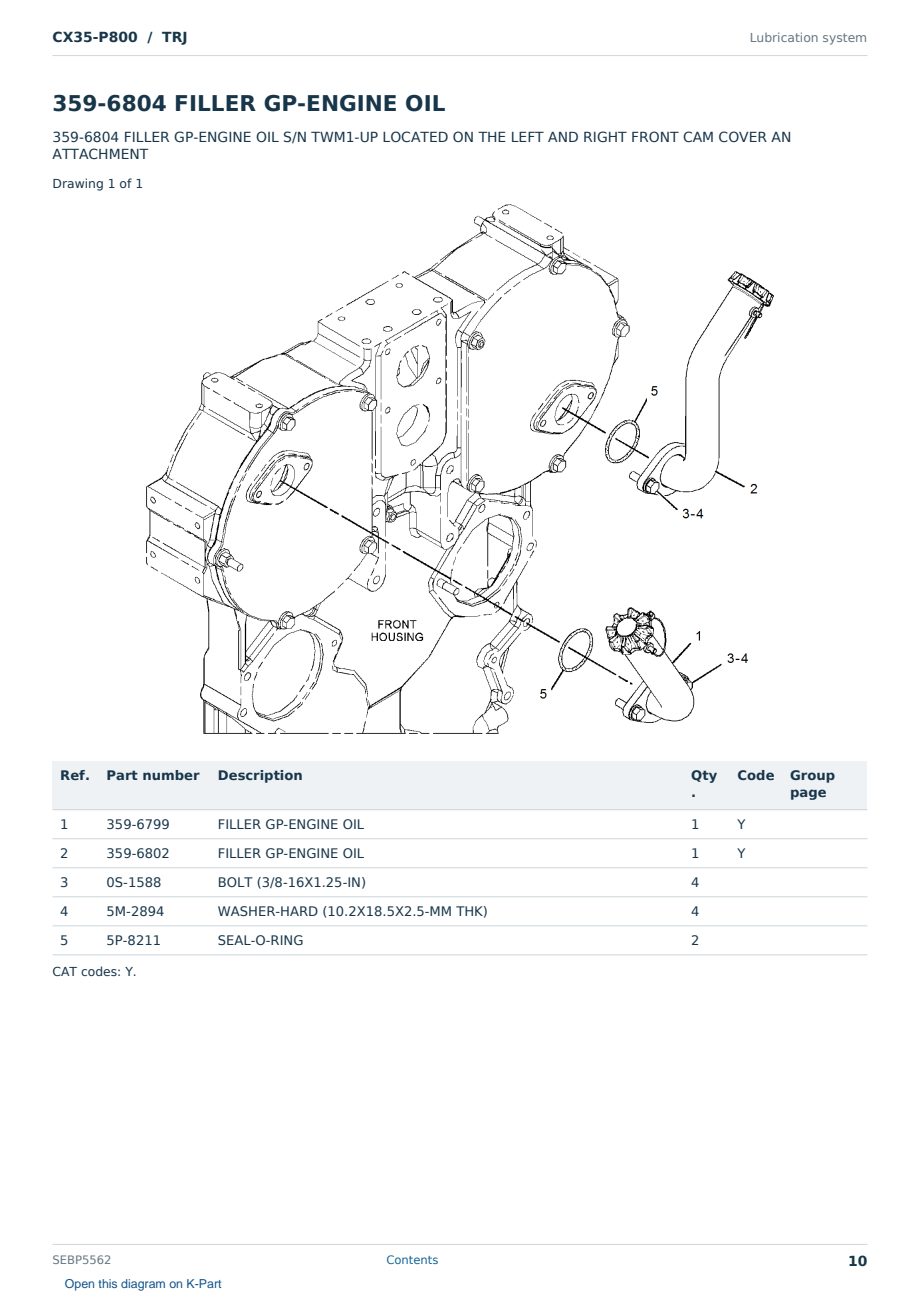 Caterpillar CX35-P800 S/N TRJ Partsbook SEBP5562 (English) - sample page 10 of 10 Caterpillar CX35-P800 S/N TRJ Partsbook SEBP5562 (English) - sample page 10 of 10